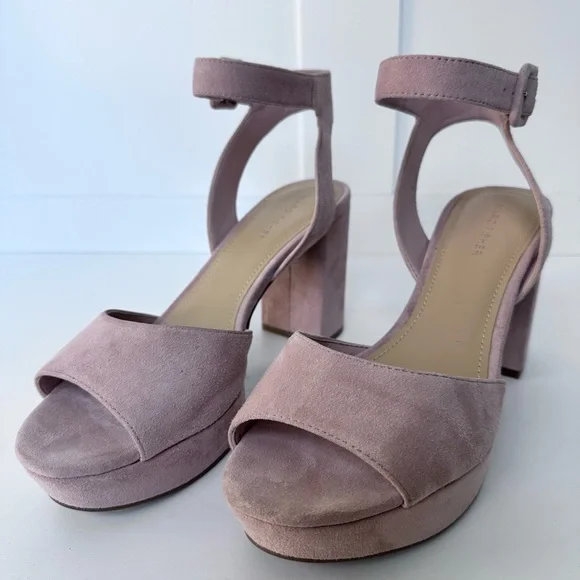 Marc Fisher Meliza Platform Block Heel Sandal Suede Blush Pink - Size 9 - Picture 3 of 10
